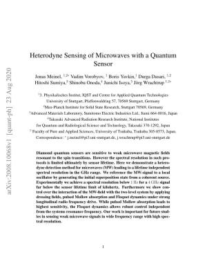 Heterodyne Sensing of Microwaves with a Quantum Sensor Arxiv:2008.10068V1 [Quant-Ph] 23 Aug 2020