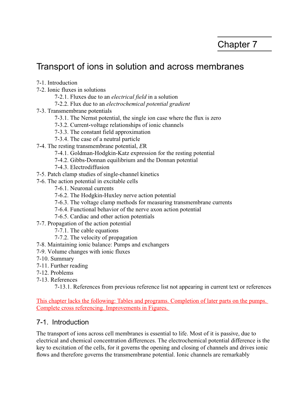 Chapter 7 Transport of Ions in Solution and Across Membranes