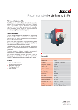 Product Information Peristaltic Pump 2.8 L/Hr