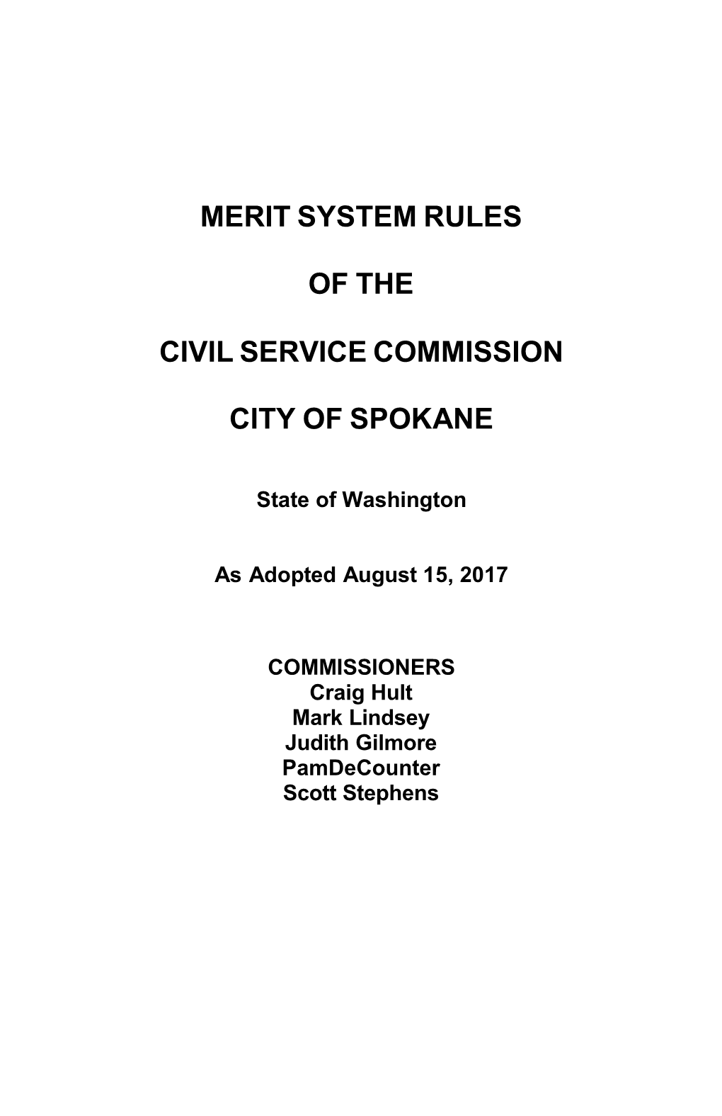 Merit System Rules of the Civil Service Commission