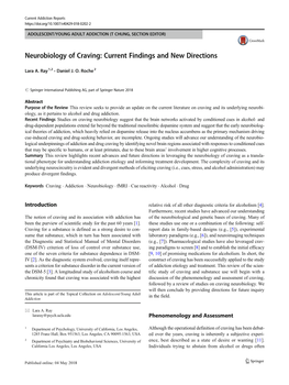 Neurobiology of Craving: Current Findings and New Directions