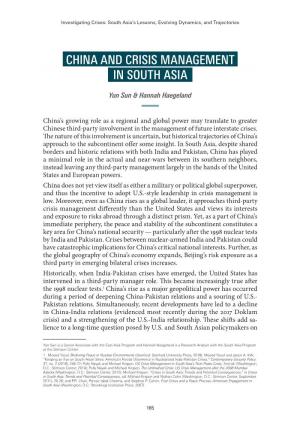China and Crisis Management in South Asia