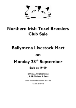 Northern Irish Texel Breeders Club Sale Ballymena Livestock Mart On