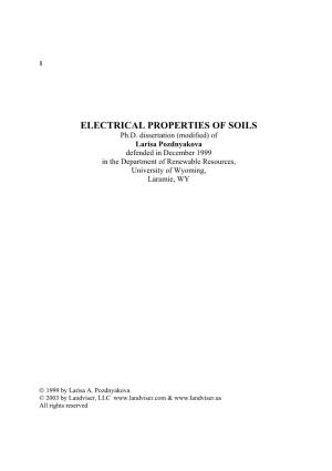 ELECTRICAL PROPERTIES of SOILS Ph.D