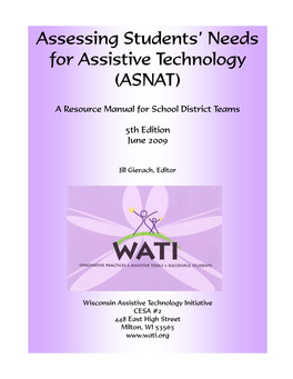 Assessing Students' Needs for Assistive Technology (ASNAT)