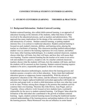 Constructivism & Student Centered Learning