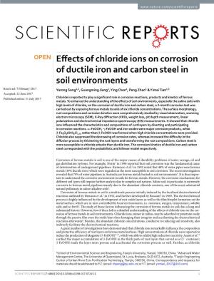 Effects of Chloride Ions on Corrosion of Ductile Iron and Carbon Steel in Soil