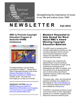 National Music Council Newsletter Fall 2014