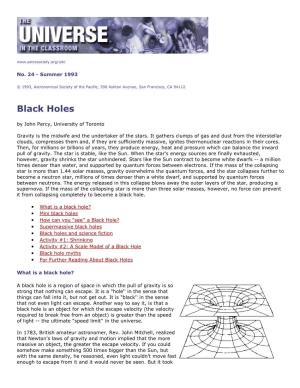 Black Holes by John Percy, University of Toronto