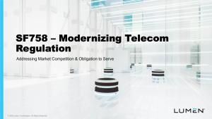 SF758 – Modernizing Telecom Regulation Addressing Market Competition & Obligation to Serve