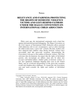 Relevance and Fairness: Protecting the Rights of Domestic-Violence Victims and Left-Behind Fathers Under the Hague Convention on International Child Abduction