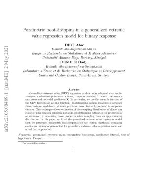 2 May 2021 Parametric Bootstrapping in a Generalized Extreme Value