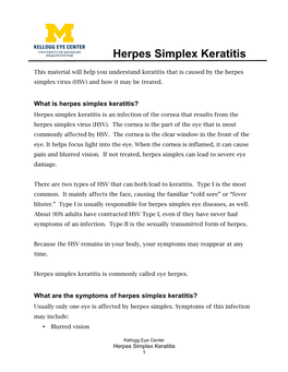 Herpes Simplex Keratitis