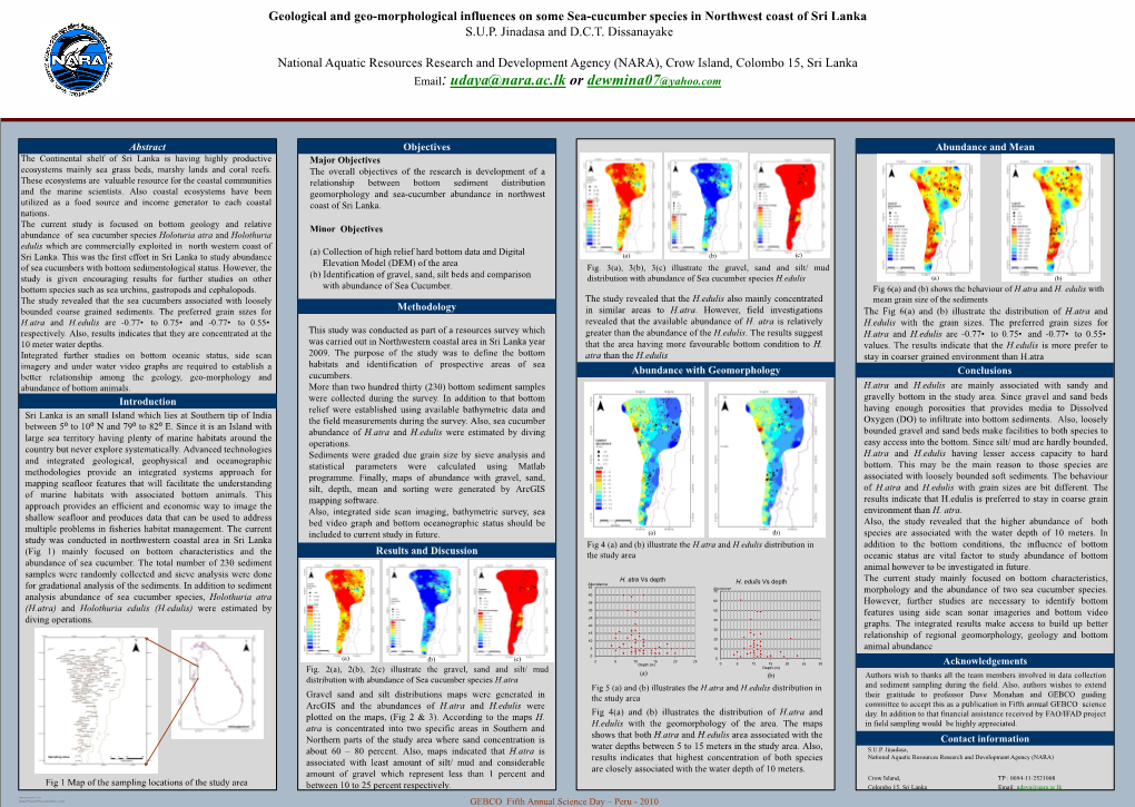 Geological and Geo-Morphological Influences on Some Sea-Cumber