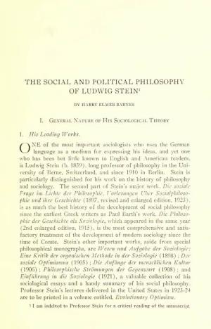 The Social and Political Philosophy of Ludwig Stein