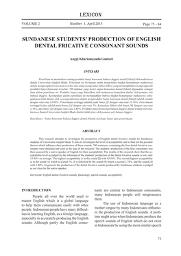 Sundanese Students' Production of English Dental Fricative Consonant