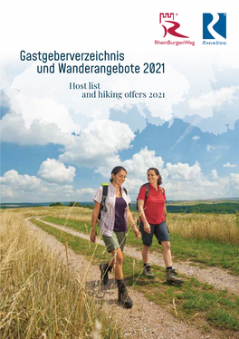 Gastgeberverzeichnis Und Wanderangebote 2021 Host List and Hiking Offers 2021 Inhaltsverzeichnis Contents
