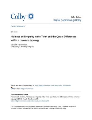 Holiness and Impurity in the Torah and the Quran: Differences Within a Common Typology