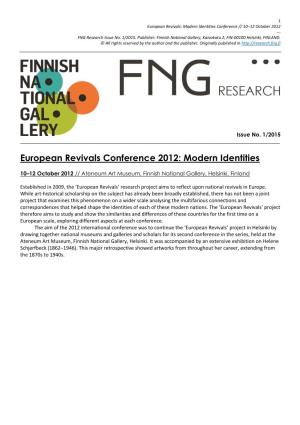 European Revivals Conference 2012: Modern Identities