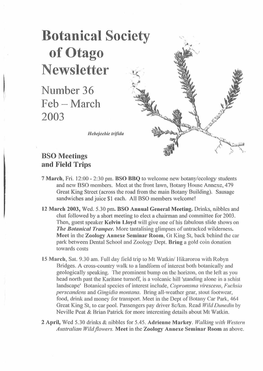 Botanical Society of Otago Newsletter Number 36 Feb - March 2003