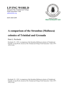 A Comparison of the Strombus (Mollusca) Colonies of Trinidad and Grenada Peter L