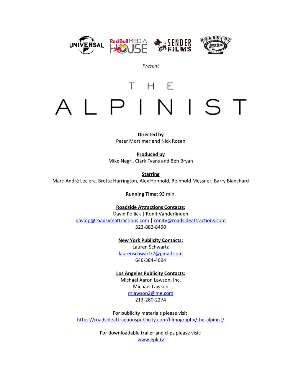 The Alpinist Production Notes