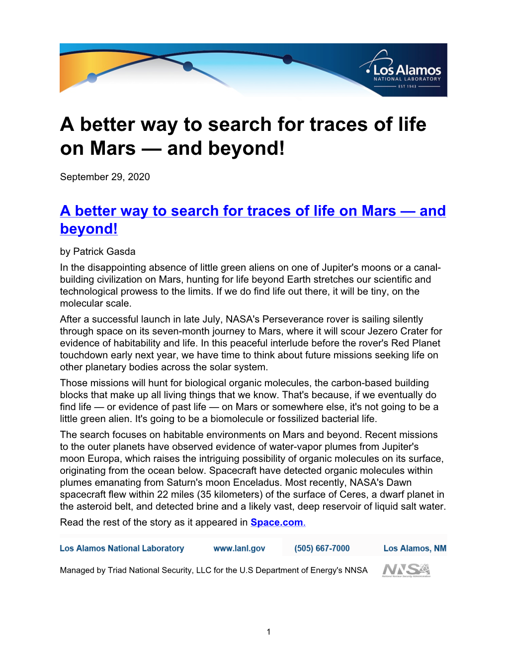 A Better Way to Search for Traces of Life on Mars — and Beyond!