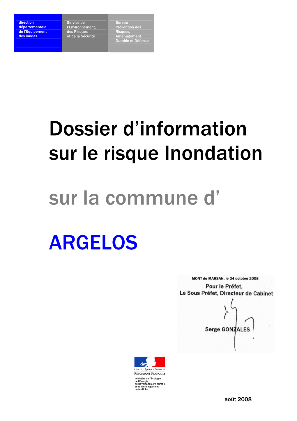 Dossier D'information Sur La Commune D' ARGELOS