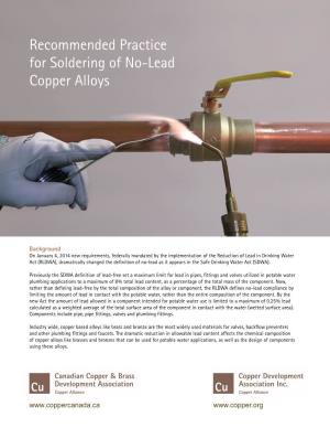 Recommended Practice for Soldering of No-Lead Copper Alloys