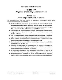 CHEM 477 Physical Chemistry Laboratory - 2
