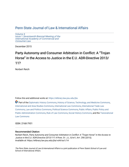 Party Autonomy and Consumer Arbitration in Conflict: a Â•Œtrojan
