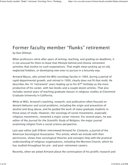 Former Faculty Member “Flunks” Retirement | Sociology News | Washingt