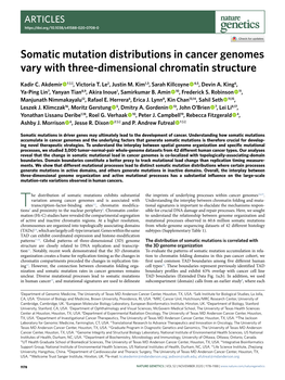 Somatic Mutation Distributions in Cancer Genomes Vary with Three-Dimensional Chromatin Structure