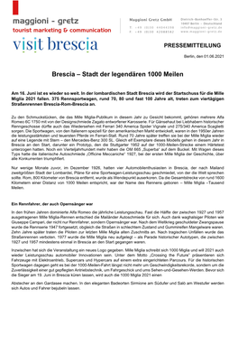 Brescia – Stadt Der Legendären 1000 Meilen