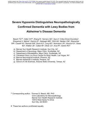 Severe Hyposmia Distinguishes Neuropathologically Confirmed Dementia with Lewy Bodies from Alzheimer’S Disease Dementia