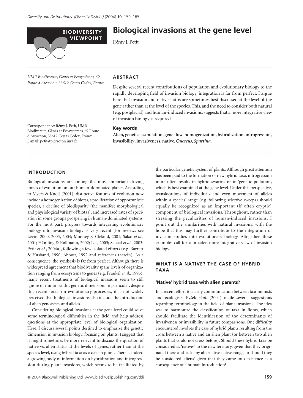 Biological Invasions at the Gene Level VIEWPOINT Rémy J