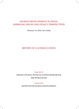 Human Development in India: Emerging Issues and Policy Perspectives