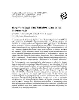 The Performances of the WISDOM Radar on the Exomars Rover V