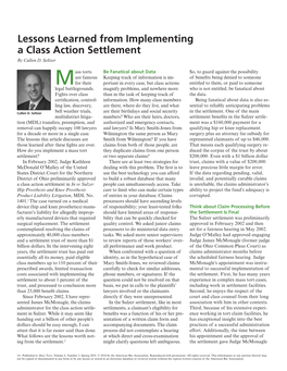 Lessons Learned from Implementing a Class Action Settlement by Cullen D
