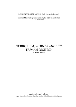 Terrorism, a Hindrance to Human Rights? Boko Haram