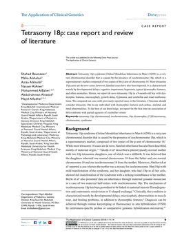 Tetrasomy 18P: Case Report and Review of Literature
