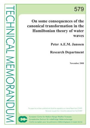 On Some Consequences of the Canonical Transformation in the Hamiltonian Theory of Water Waves