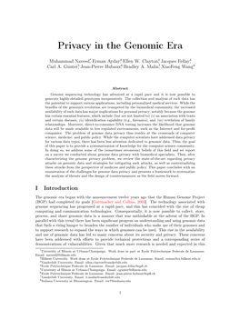 Privacy in the Genomic Era