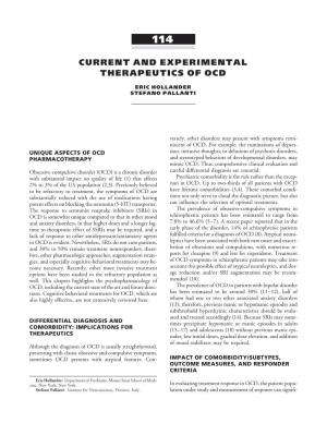 Current and Experimental Therapeutics of Ocd