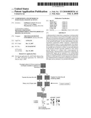 (12) Patent Application Publication (10) Pub. No.: US 2010/0028334 A1 Cottarel Et Al