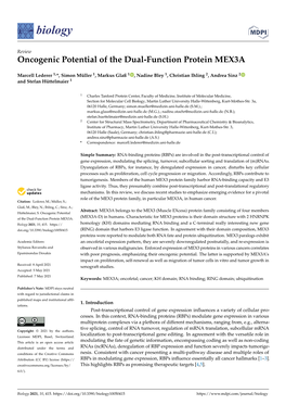 Oncogenic Potential of the Dual-Function Protein MEX3A