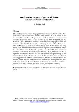 Non-Russian Language Space and Border in Russian Karelian Literature