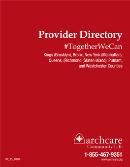 2020 Archcare Community Life Provider Directory