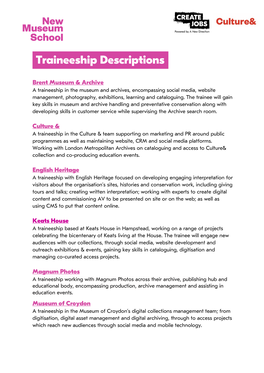 Traineeship Descriptions