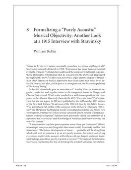 Musical Objectivity: Another Look at a 1915 Interview with Stravinsky